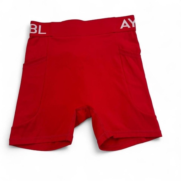 AYBL Pants - AYBL Core Shorts S Womens Red Seamless Pockets Training Compression